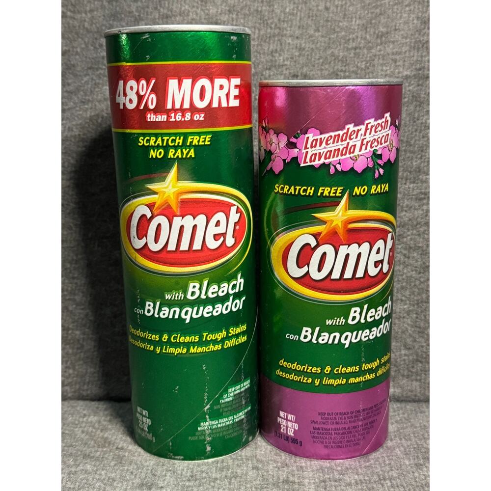 Lot of 2 Comet Cleaner w/ Bleach Powder 21 oz Lavender Fresh 21 oz Scratch-Free